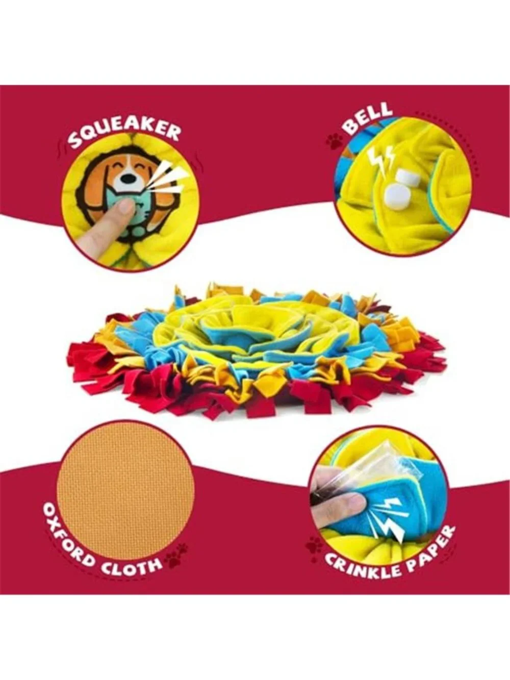 New Pet Snuffle Mat for Dogs, Interactive Feed Game for Boredom, Encourages